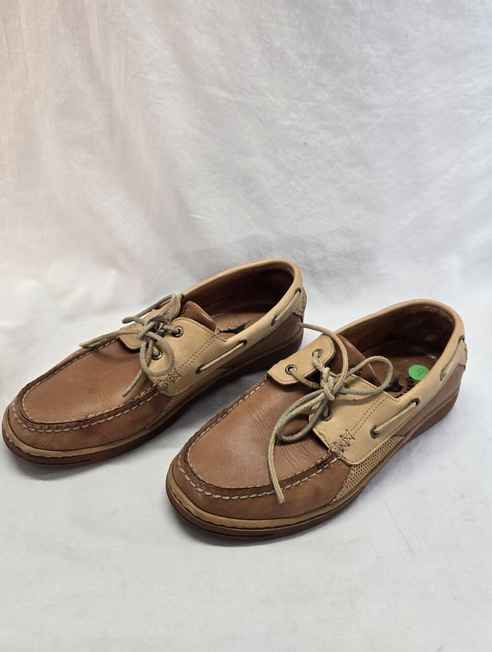 Tommy Bahama Men's 9M Clove Beige Leather Boat Shoes